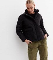 New Look Black Quilted High Neck Lightweight Jacket